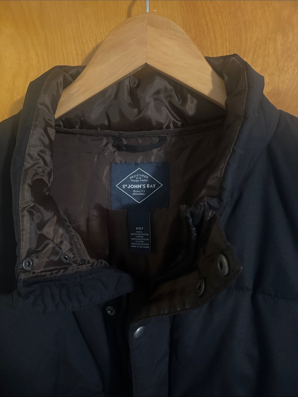 Black Puffer Vest Mens 4X Tall 4XLT - Picture 2 of 4